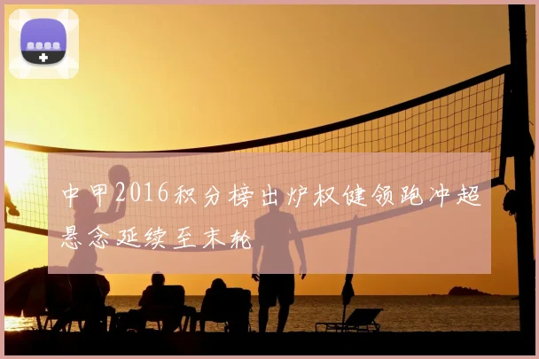 中甲2016积分榜出炉权健领跑冲超悬念延续至末轮